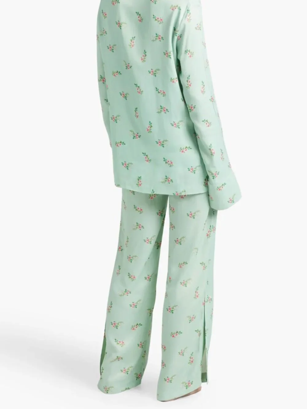 SLEEPER Satin Pajama Pants in Mint Green Floral Print Size XS Brand New NWT - Picture 4 of 7